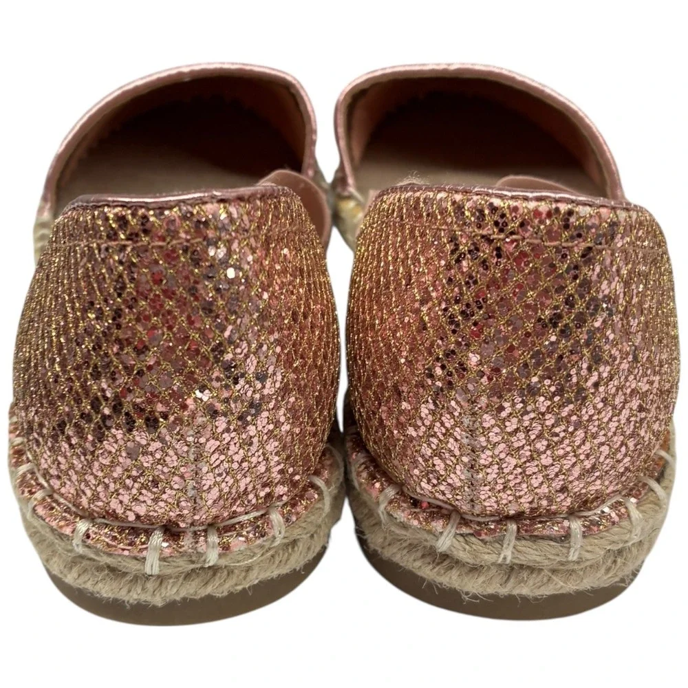 Kenneth Cole Reaction Luna‎ Rose Gold Glitter Espadrille Flats DOrsay 9 Med